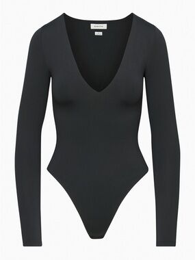 Aritzia Babaton Black V-Neck Long Sleeve Bodysuit Small